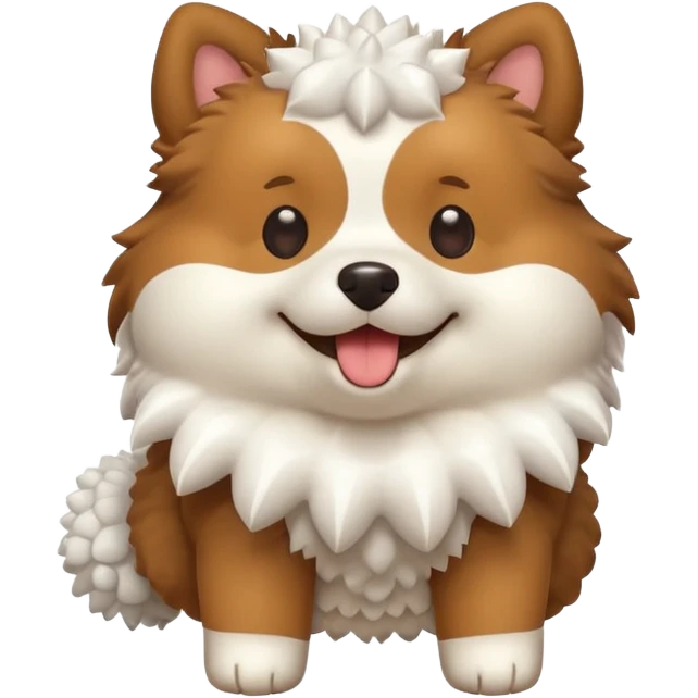 a full body of cute dog with puffer emoji