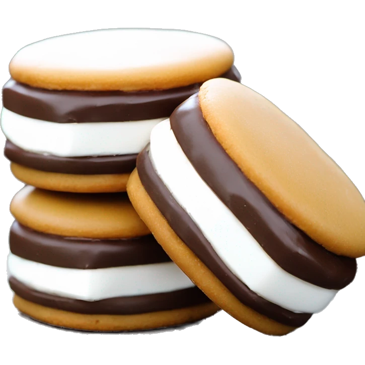 Alfajor añado en chocolate blanco, cortado a la mitad emoji