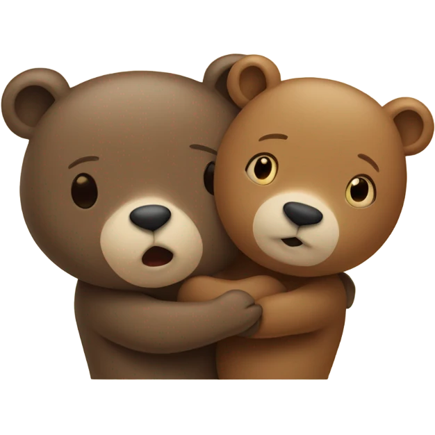 Two bears hugging, one is smaller than the other around theme are herats. emoji