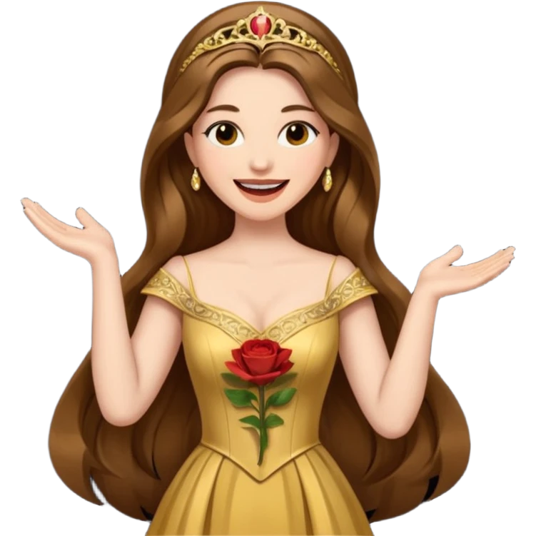 woman opera singer singing with long brown hair and golden dress emoji