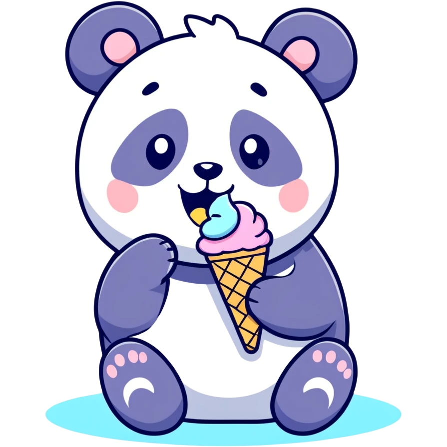 Panda eating ice cream emoji