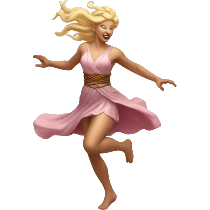 blonde Beltane cherry blossom Pagan goddess sprinting, with a large stride and arms outstretched emoji