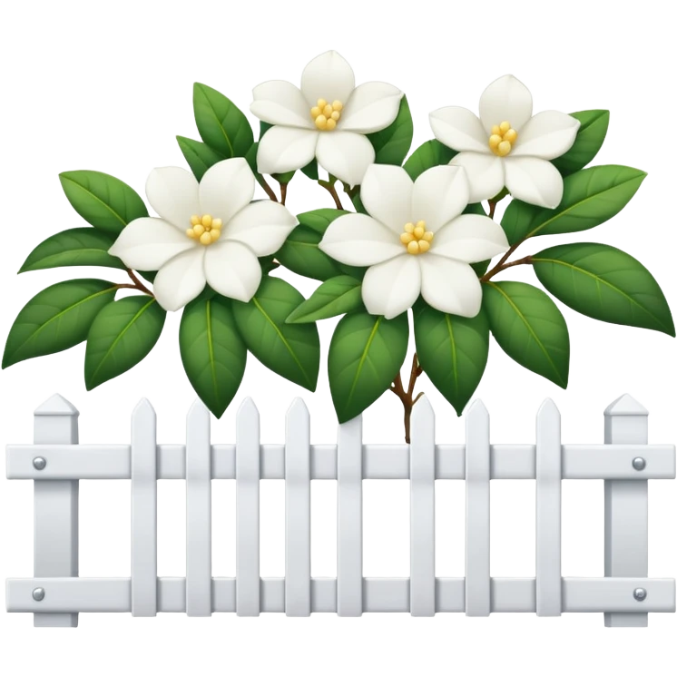 White fence with white gardenias on it emoji