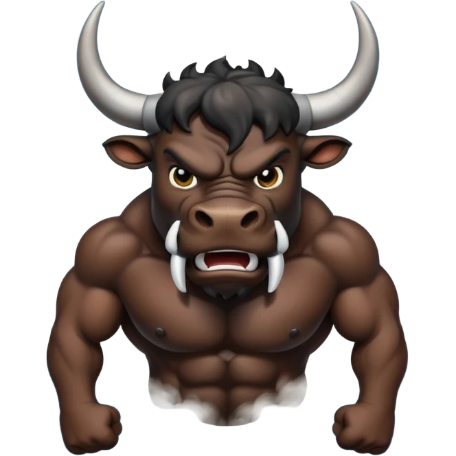 Emoji of an angry black powerful bull with steam coming out of its nose emoji