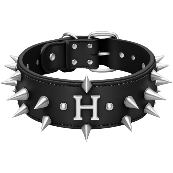 Realistic detailed luxury spiked collar with the letters HH emoji