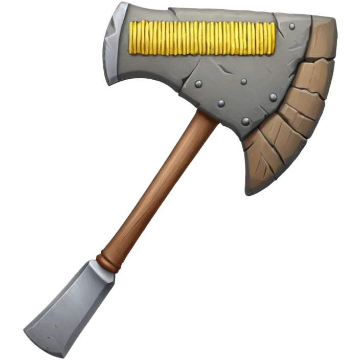 primitive stone axe, rough stone blade, wooden handle emoji