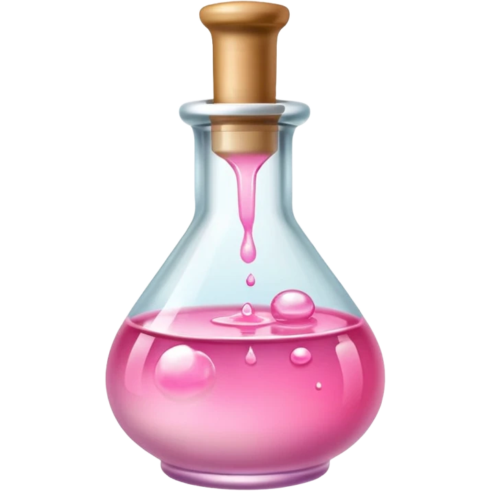 white and pink and beige tiny potion bottle with glowing liquid emoji