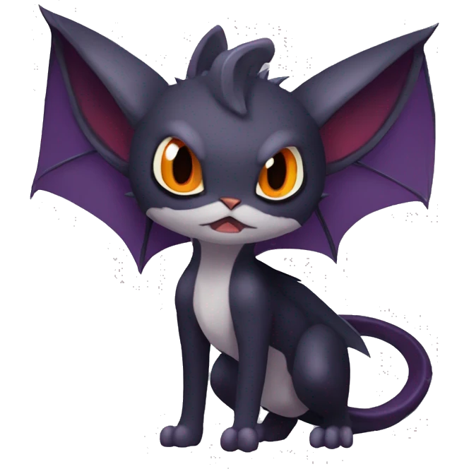  Kawaii Edgy Cool Vampiric Beautiful Noivern-Nargacuga-Litten with big Bat Ears full body emoji