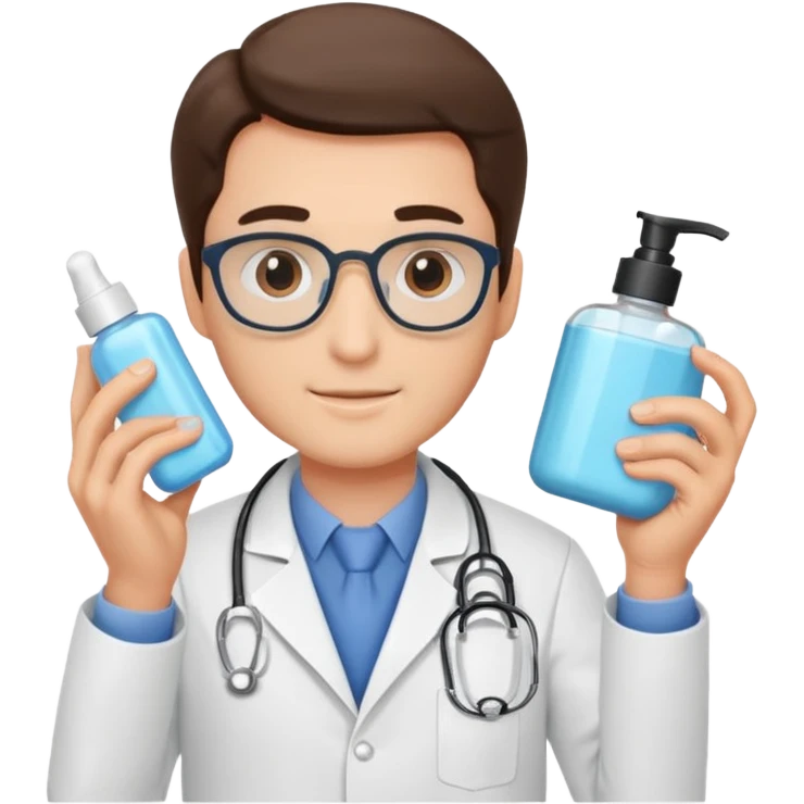 doctor man holding skincare products emoji