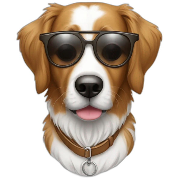 Chien Épagneul breton amusant avec des lunettes de soleil emoji