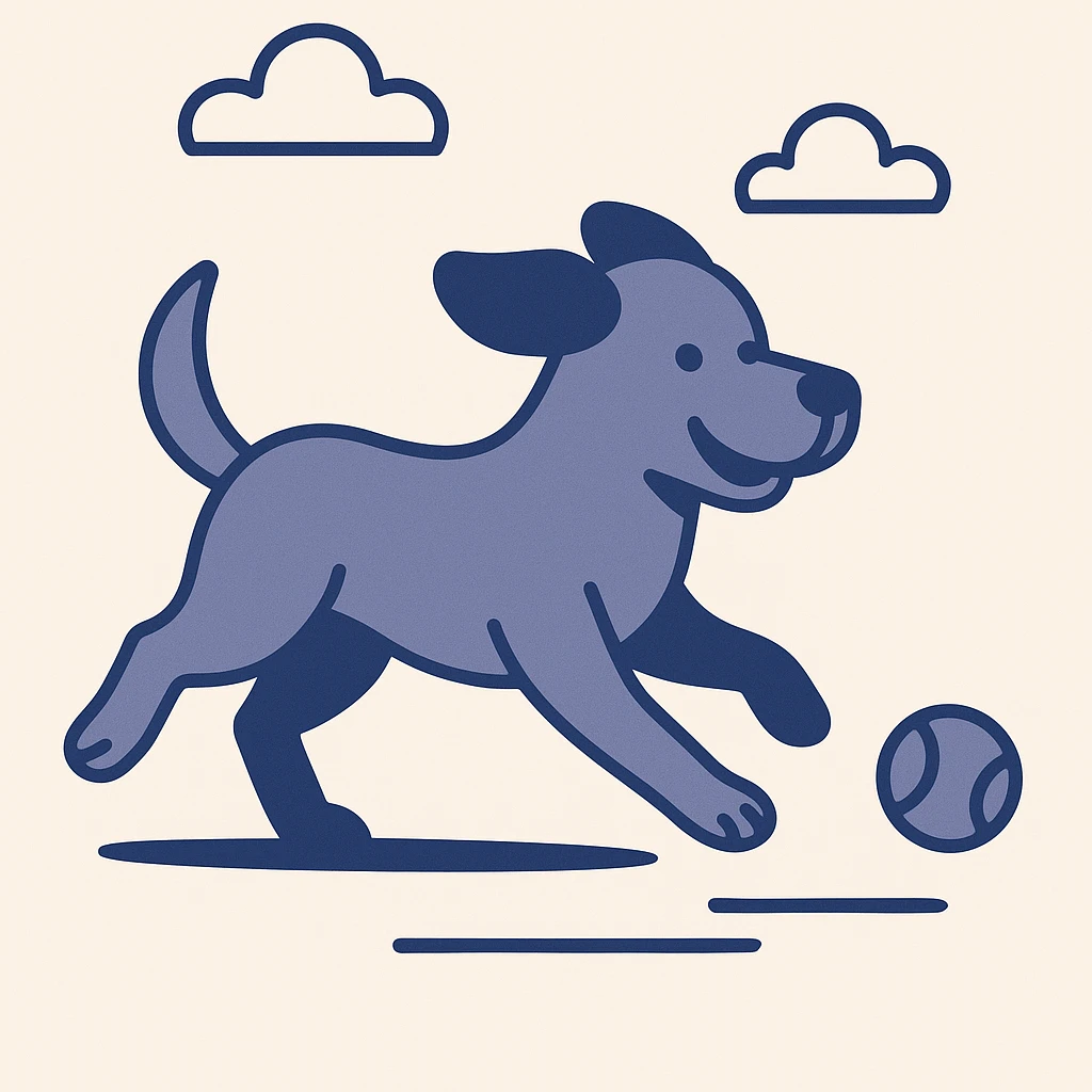 happy dog running after ball emoji