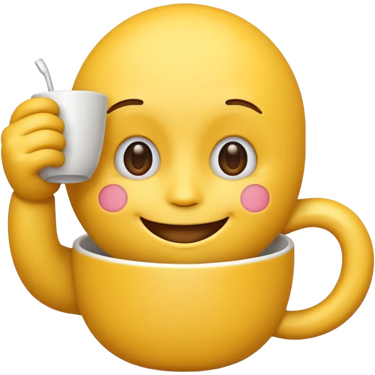 a yellow emoji face that is holding the cup beside the face emoji