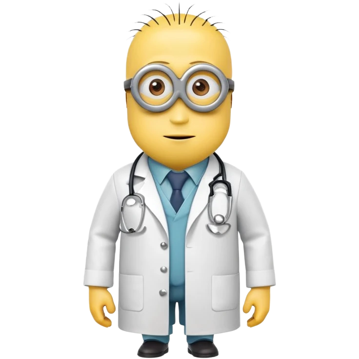 yellow minion character wearing doctor coat and stethoscope emoji