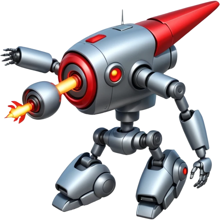 new character...robot being hit with a red beam by a flying robot emoji