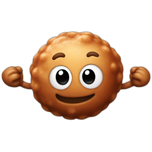 happy meatball with arms emoji