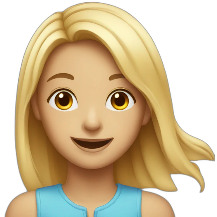 Happy girl in blue emoji