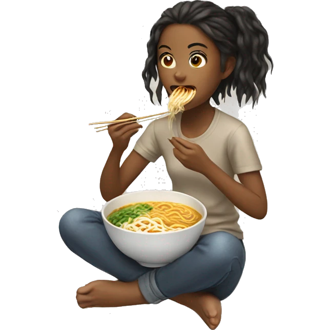 Girl eating ramen emoji