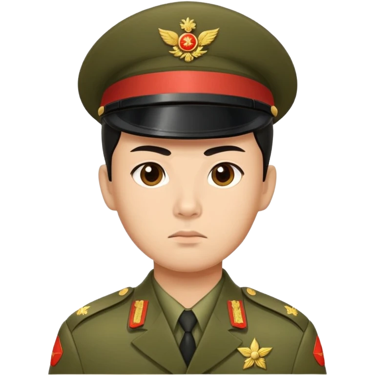 photorealistic serious china soldier 1960s emoji