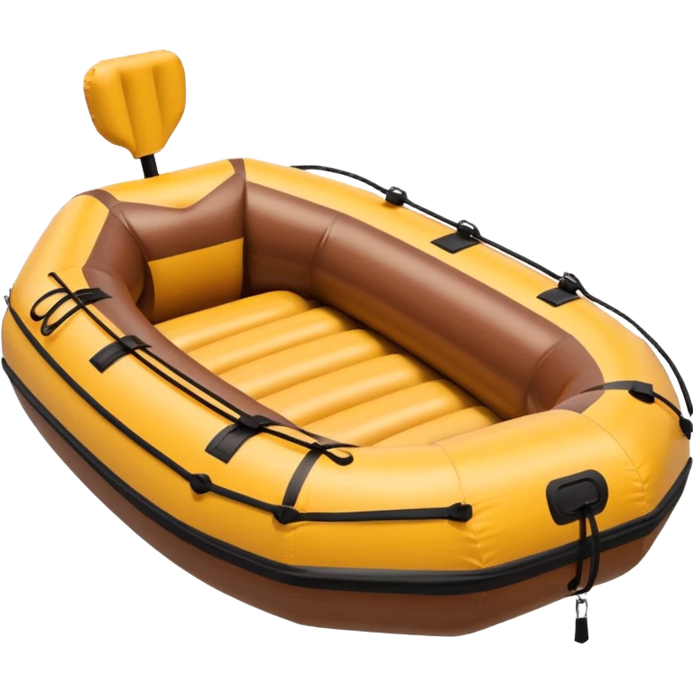 brown round inflatable boat with several seats around the perimeter emoji