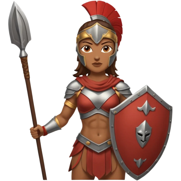 woman spartan warrior holding spear and shield emoji
