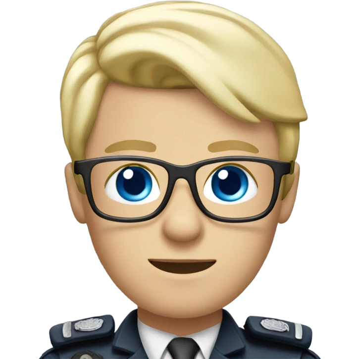 British policeman with blue eyes and blonde and glasses hair emoji