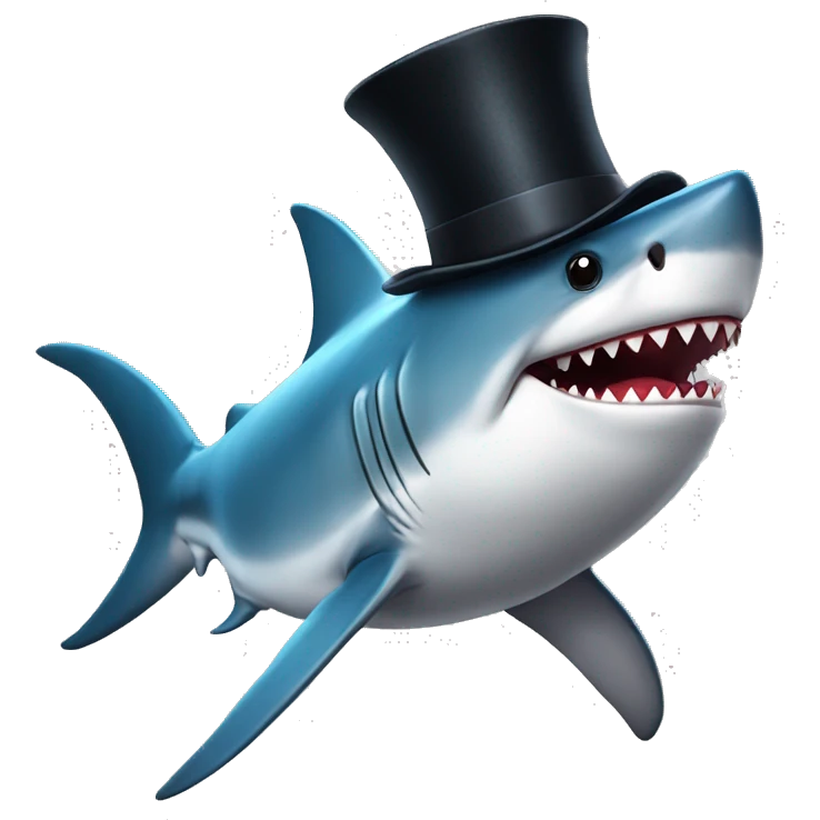 shark with tophat emoji