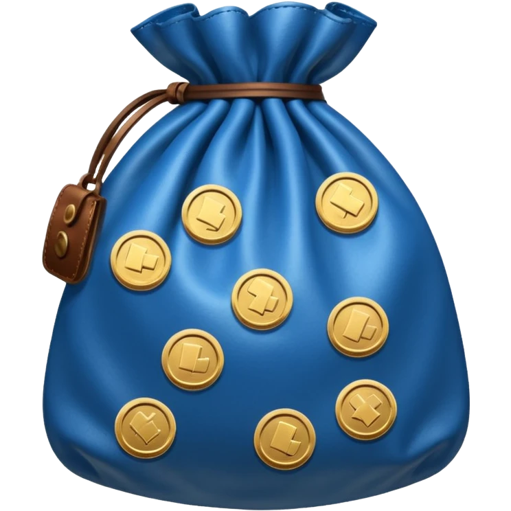 blue coins inside brown money bag emoji