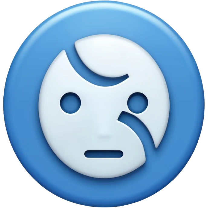 Blue circle with irregularities on it on it is boundaries and it should have a white tick no face emoji