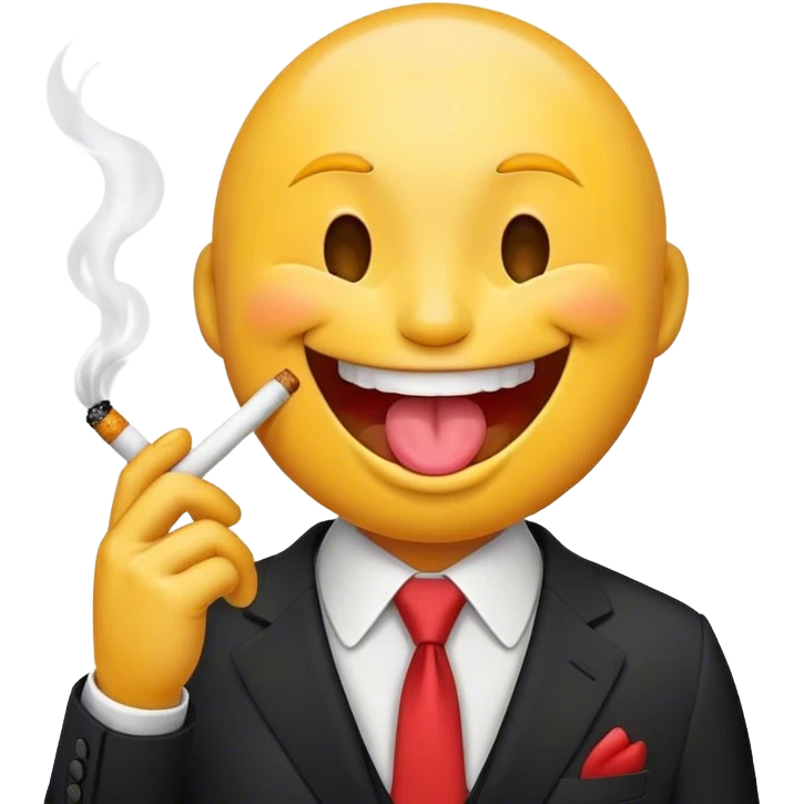 a laughin emoji sickinghis oune out ith asuit on holding a cigarate emoji