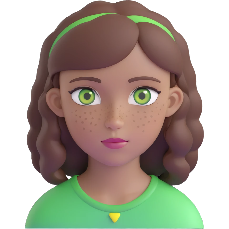 girl with brown hair green eyes and freckles emoji