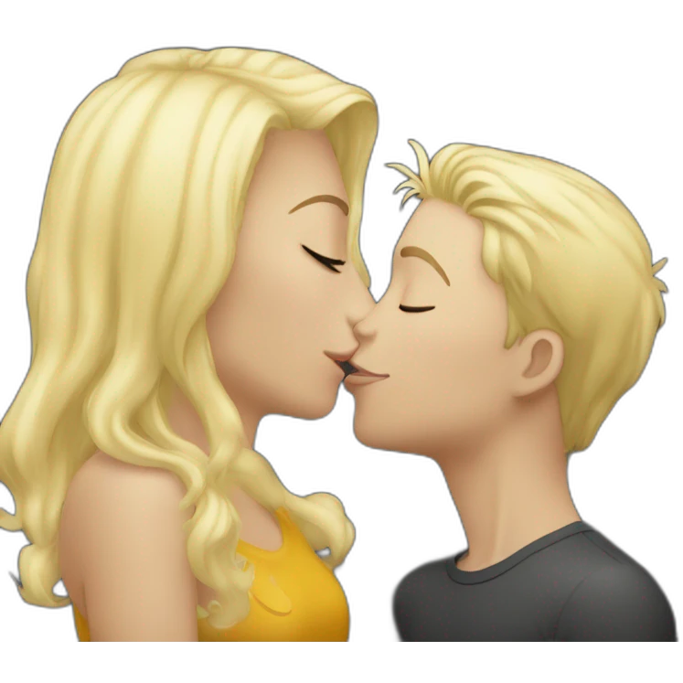a bonde girl kissing a blond white boy emoji