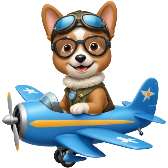 dog pilot riding blue plane emoji