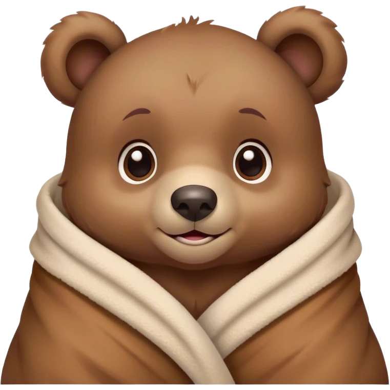 Disney-style cute bear cub in blanket emoji