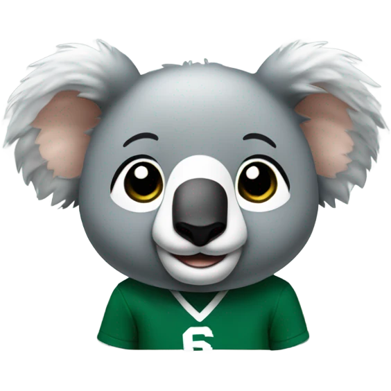 A cute koala wearing a green and white Michigan State University shirt emoji