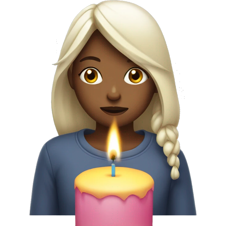 girl blowing out a candle with eyes closed  emoji