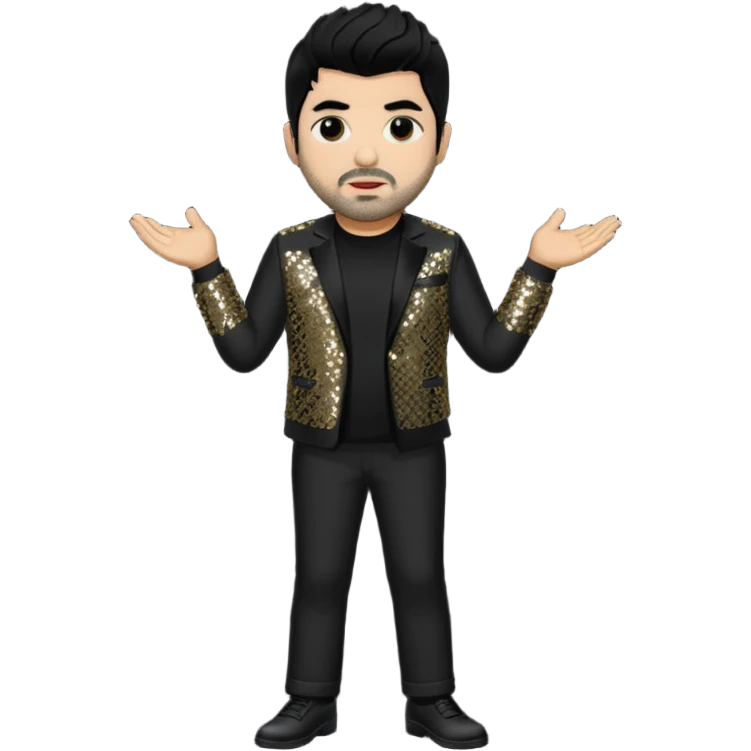 Chino Moreno with black hair, black sequin tour outfit emoji