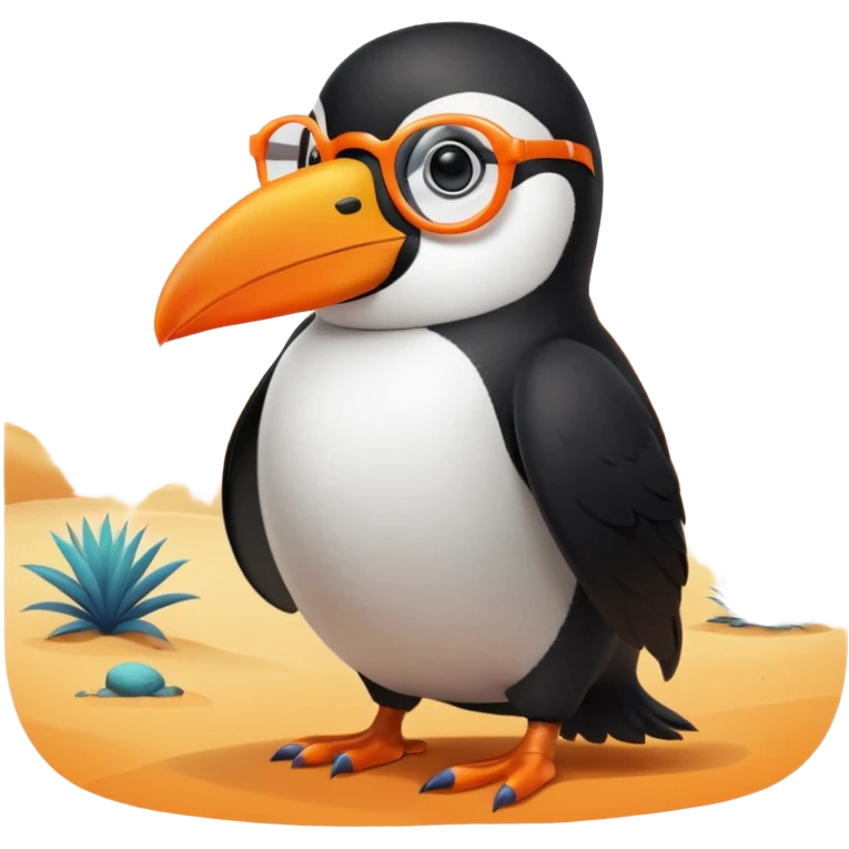 Fluriflura is a bird-like creature, most commonly described as resembling a toucan with circular orange glasses. Although, the translation states it's a penguin in the desert that goes "blah blah blah," so this implies that it's a penguin-toucan hybrid. emoji
