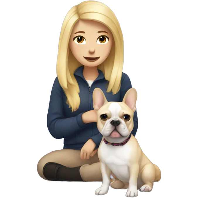 Blonde girl with French bulldog  emoji
