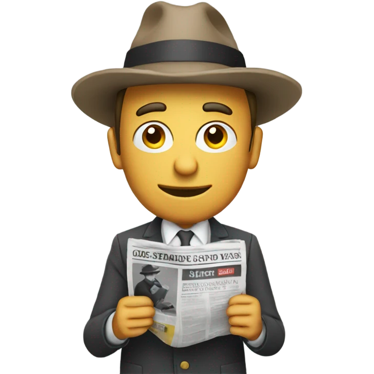 Man with hat reading a newspaper emoji