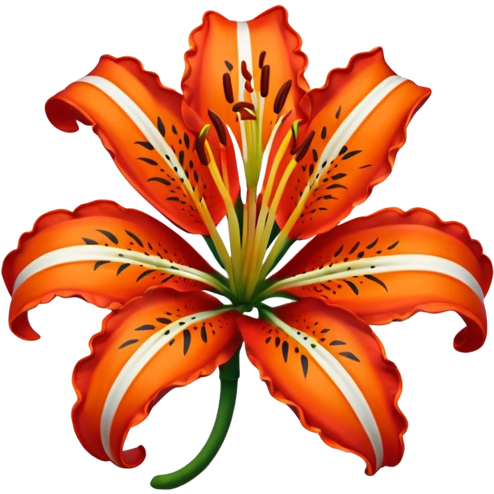 TIger outline tuning into a lily, like a red outline emoji