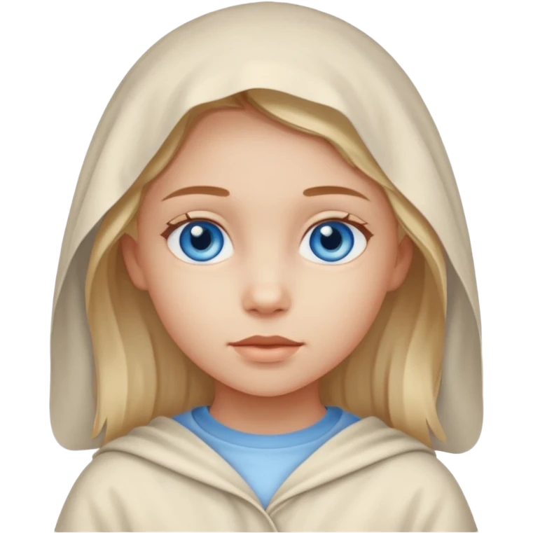 blue eyed desert girl child with creme cloth emoji