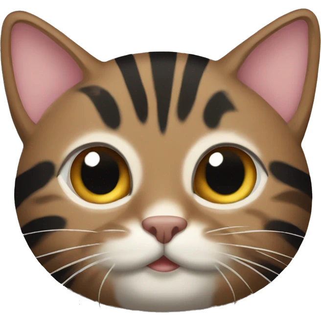 Large brown striped tabby cat and black kitten emoji