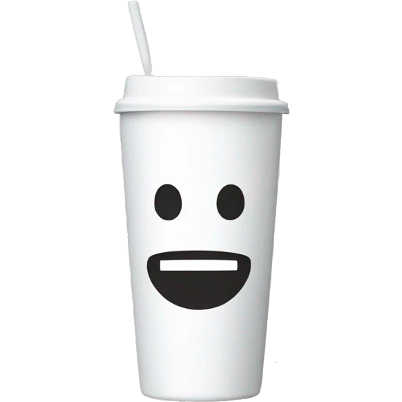White tumbler for coffee with text Jacquemus on it emoji