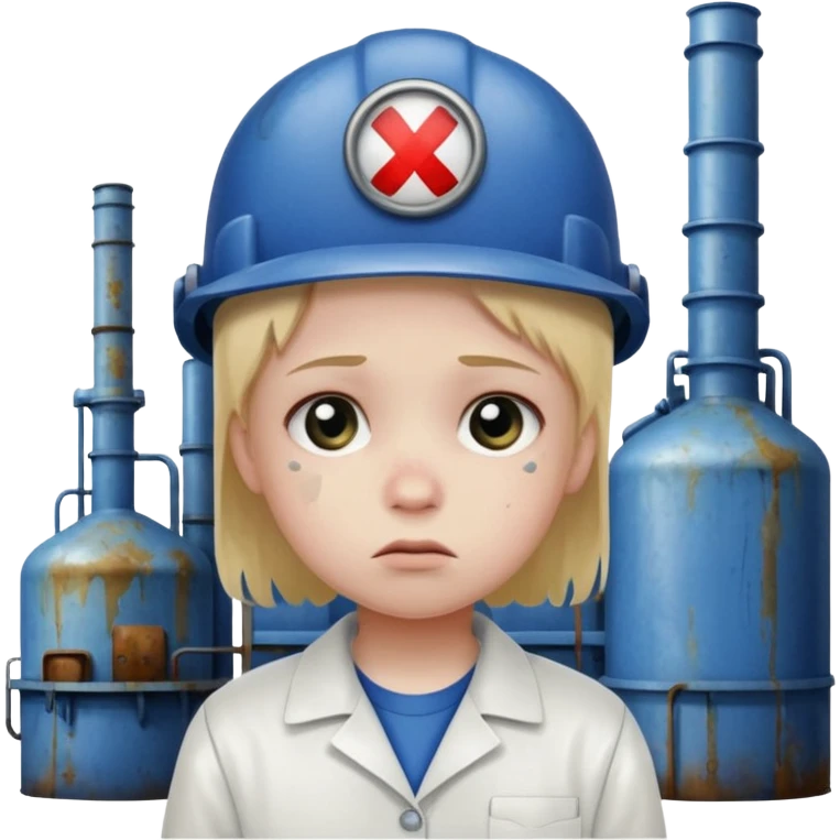 a child with a sad face works in a factory emoji