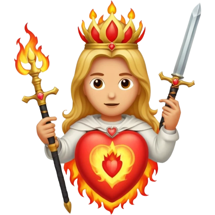 Sacred heart on fire with sword emoji
