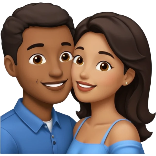 A man and a woman kissing, framed on a television screen emoji