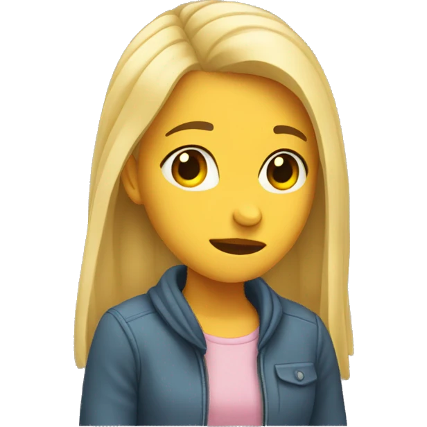 A girl keeping her hand in head emoji