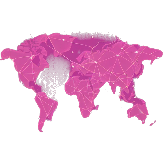 Pink connected network map globe   emoji