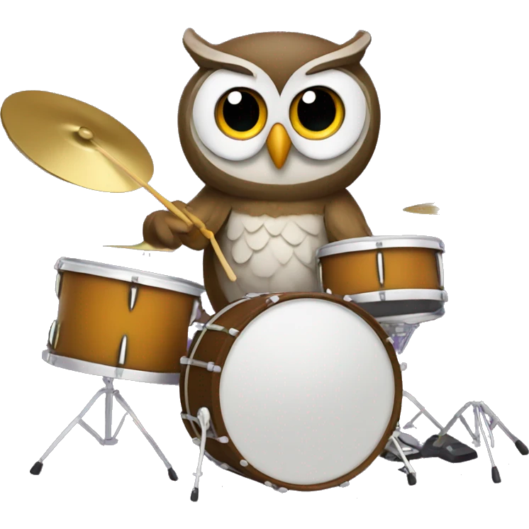Owl playing drumset  emoji