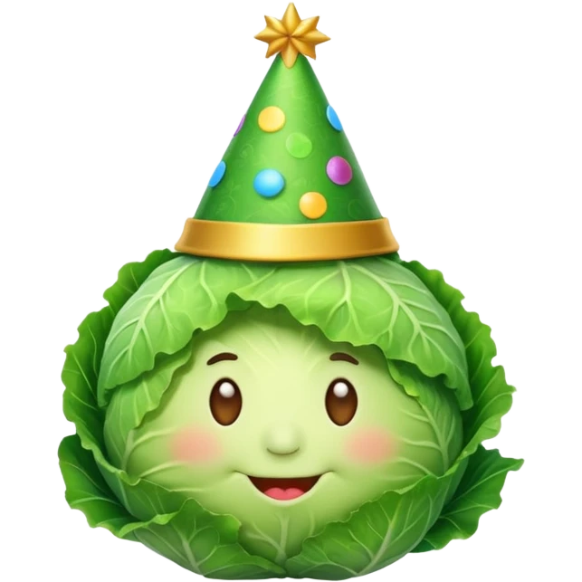 cabbage wearing party hat emoji
